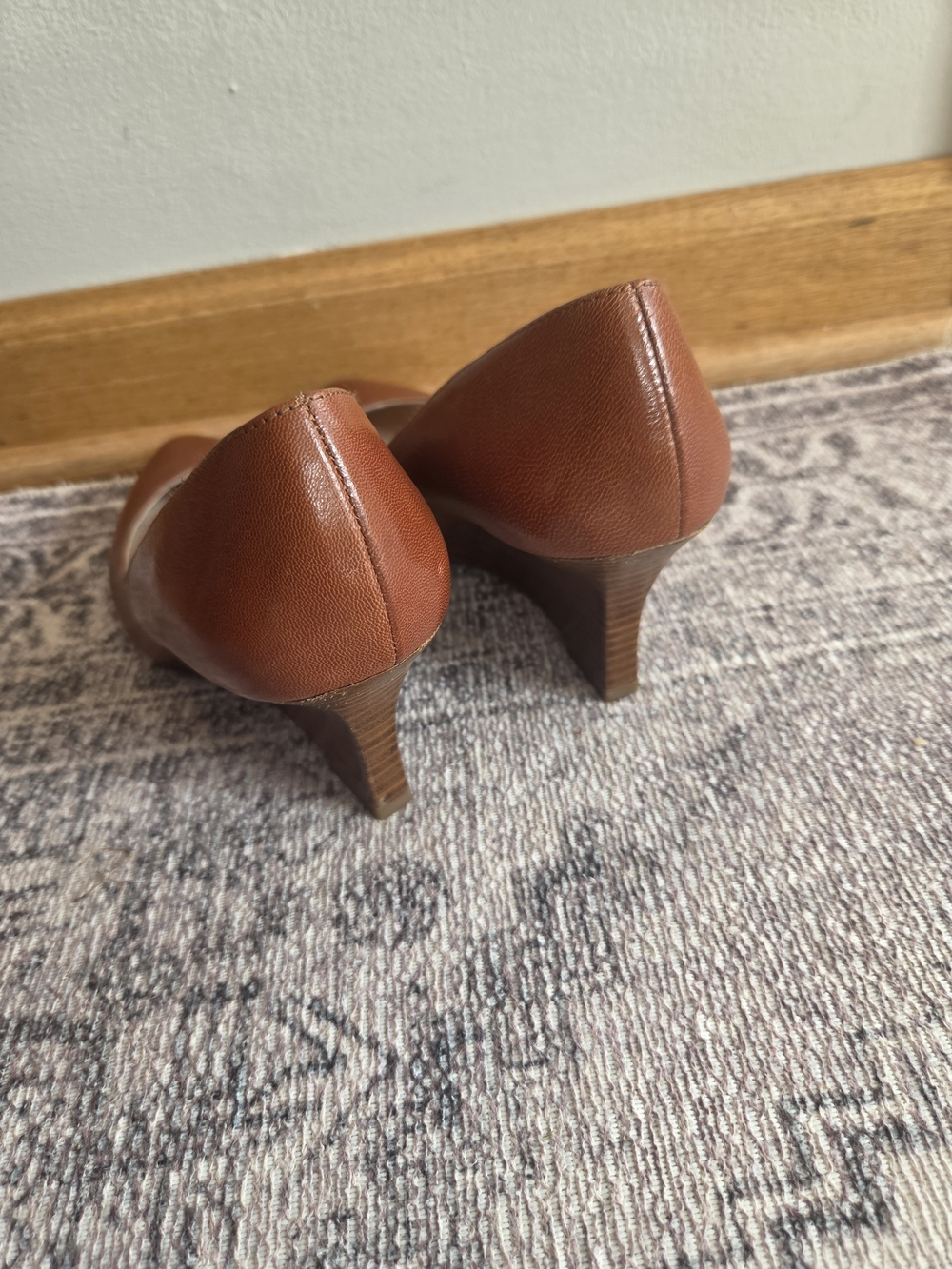 Franco Sarto Cognac Pointed-Toe Leather Pumps - Picture 3 of 7